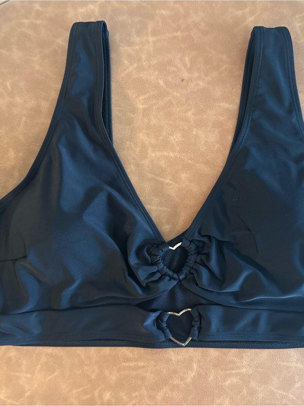 Women’s Black Heart-Detail Swim baithing suit Top 3XL